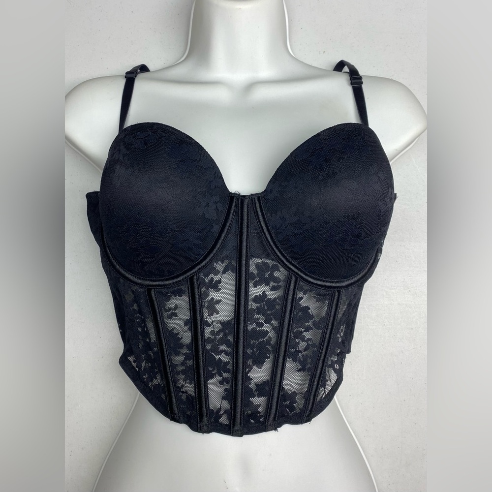 La SENZA Black Lace Longline Bustier Bra